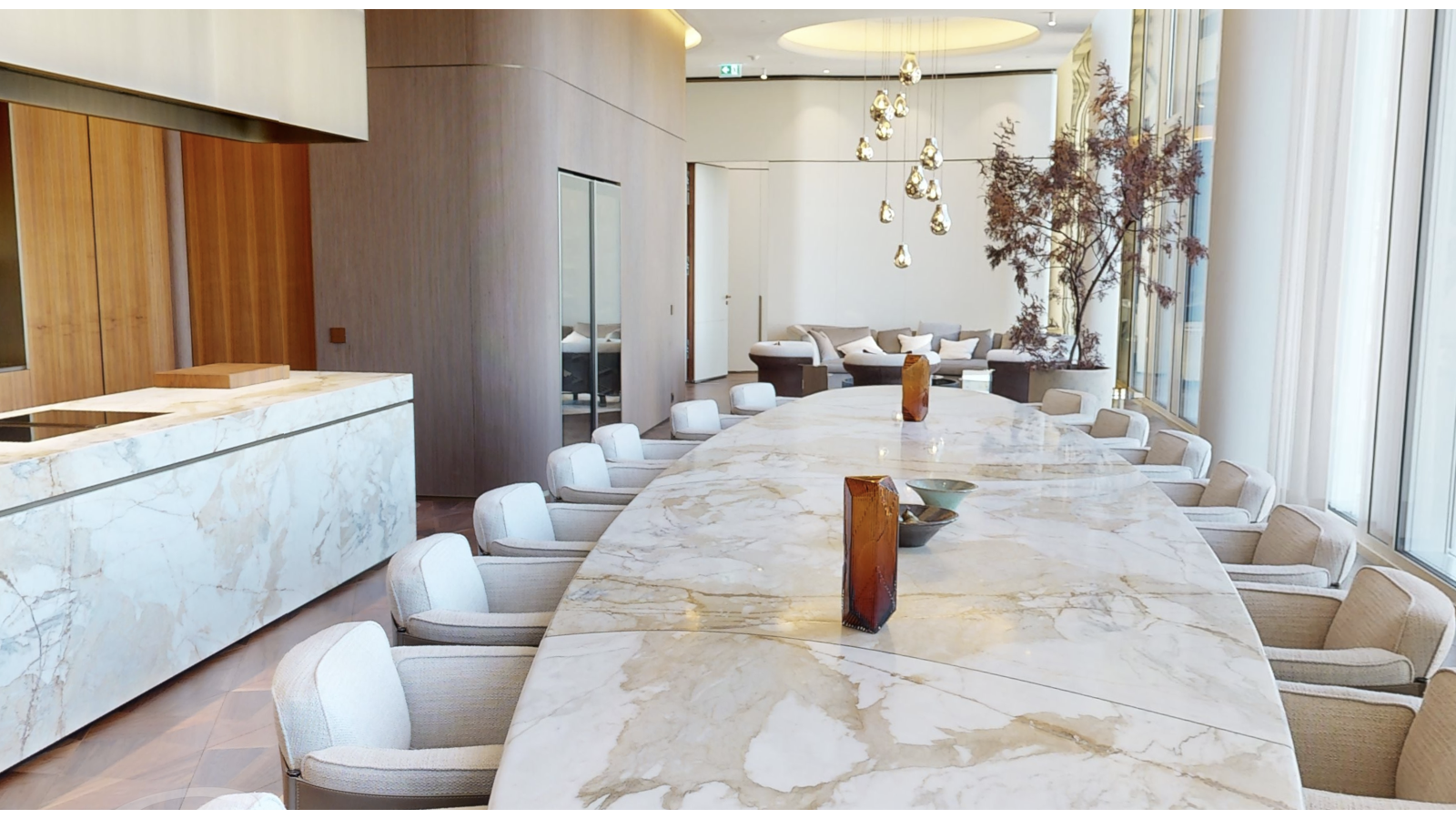 Private dining room with a single long table.